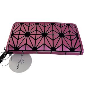 Patrizia Luca Pink and Black Geometric Wallet/Wristlet